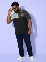 Men Plus Size Relent Colorblock Polo Tshirt