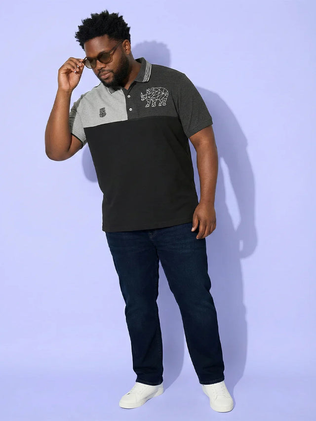 Men Plus Size Relent Colorblock Polo Tshirt