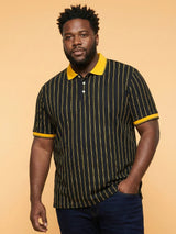 Men Plus Size Relic-Black Striped Polo Tshirt