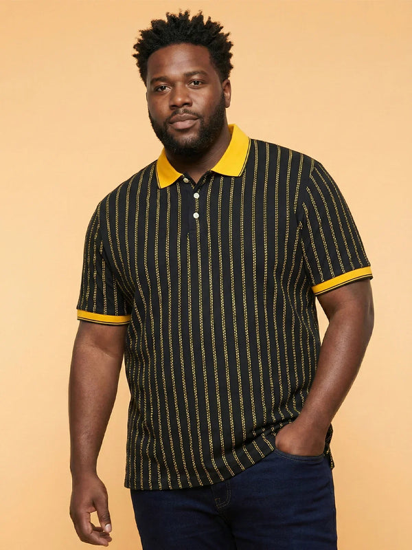 Men Plus Size Relic-Black Striped Polo Tshirt