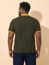 Men Plus Size Relic-Black Striped Polo Tshirt