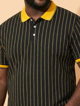 Men Plus Size Relic-Black Striped Polo Tshirt