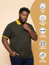 Men Plus Size Relic-Black Striped Polo Tshirt