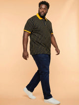 Men Plus Size Relic-Black Striped Polo Tshirt