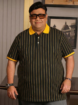 Men Plus Size Relic-Black Striped Polo Tshirt