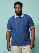 Men Plus Size Relic-Blue Striped Polo Tshirt