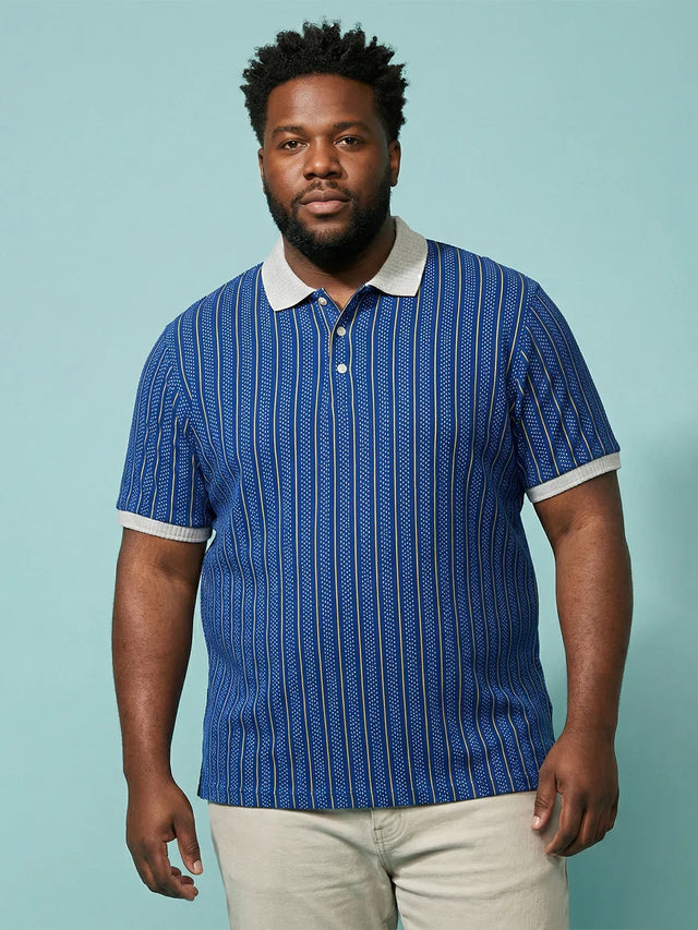 Men Plus Size Relic-Blue Striped Polo Tshirt