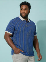 Men Plus Size Relic-Blue Striped Polo Tshirt