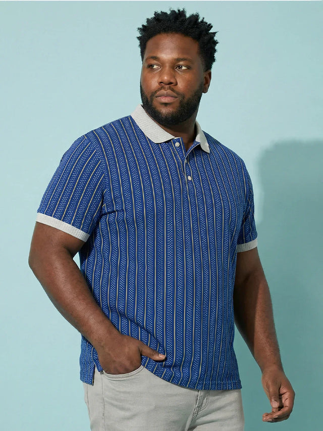Men Plus Size Relic-Blue Striped Polo Tshirt