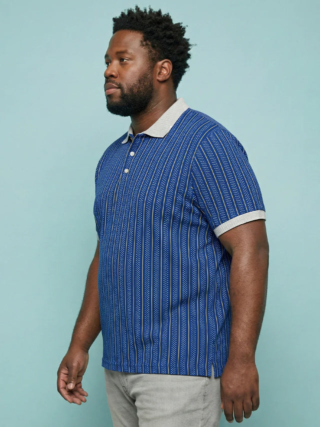 Men Plus Size Relic-Blue Striped Polo Tshirt