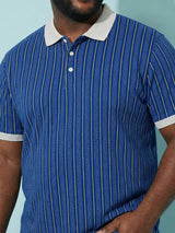 Men Plus Size Relic-Blue Striped Polo Tshirt