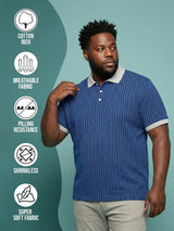 Men Plus Size Relic-Blue Striped Polo Tshirt