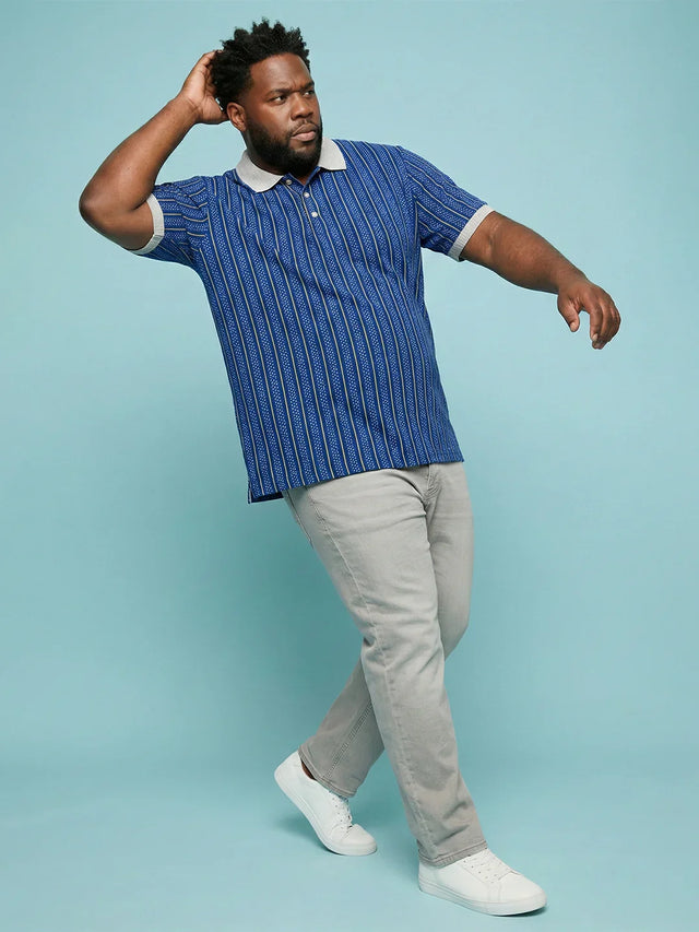 Men Plus Size Relic-Blue Striped Polo Tshirt