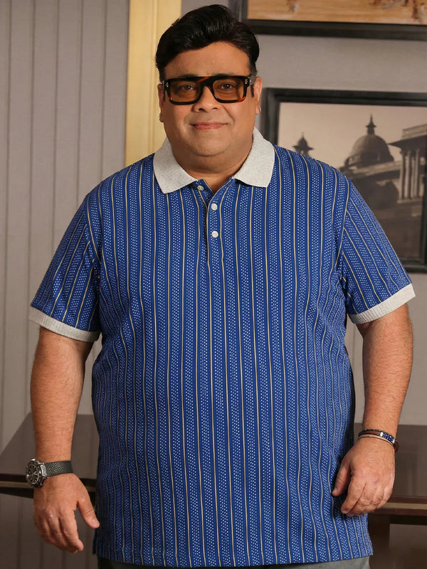 Men Plus Size Relic-Blue Striped Polo Tshirt