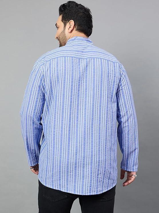 Men Plus Size Remy Striped Short Kurta - bigbanana