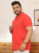 Men Plus Size Renvy Red Striped Shirt - bigbanana