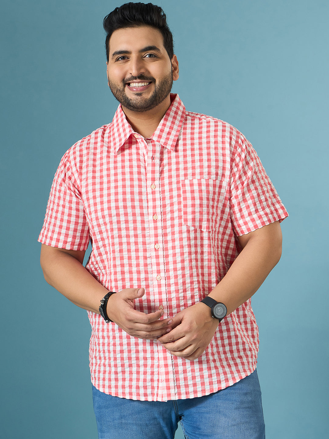 Men Plus Size Revola Multicolor Checkered Casual Shirt