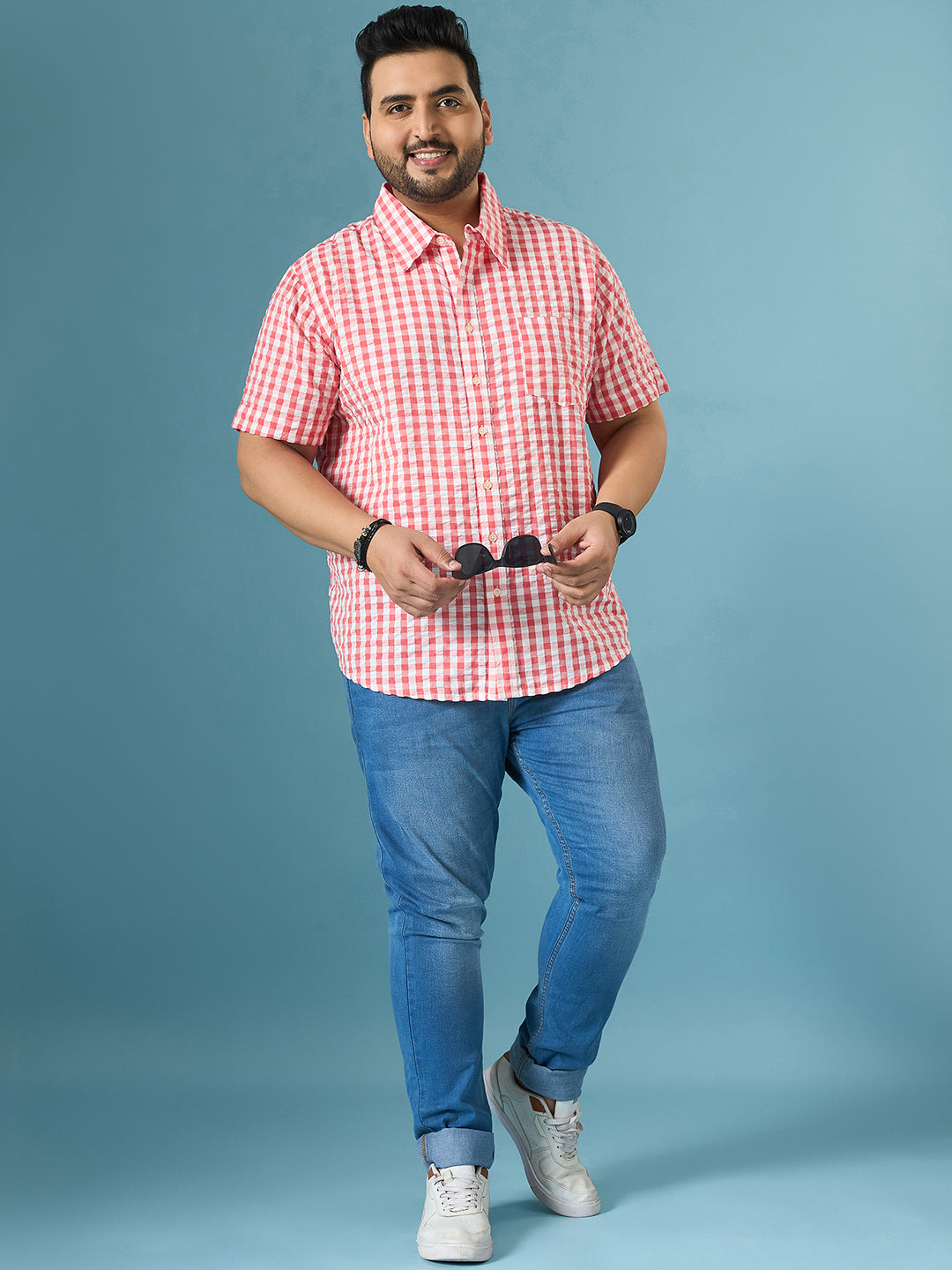 Men Plus Size Revola Multicolor Checkered Casual Shirt