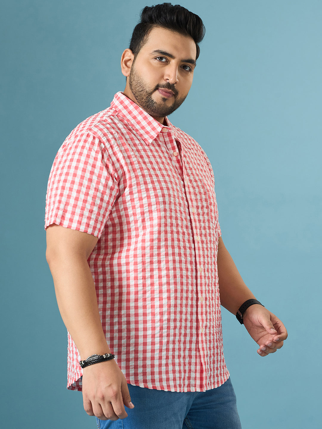 Men Plus Size Revola Multicolor Checkered Casual Shirt