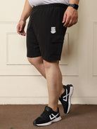 Men Plus Size Rezo-Black Solid Shorts - bigbanana