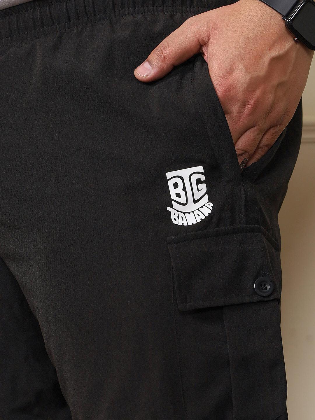 Men Plus Size Rezo-Black Solid Shorts - bigbanana