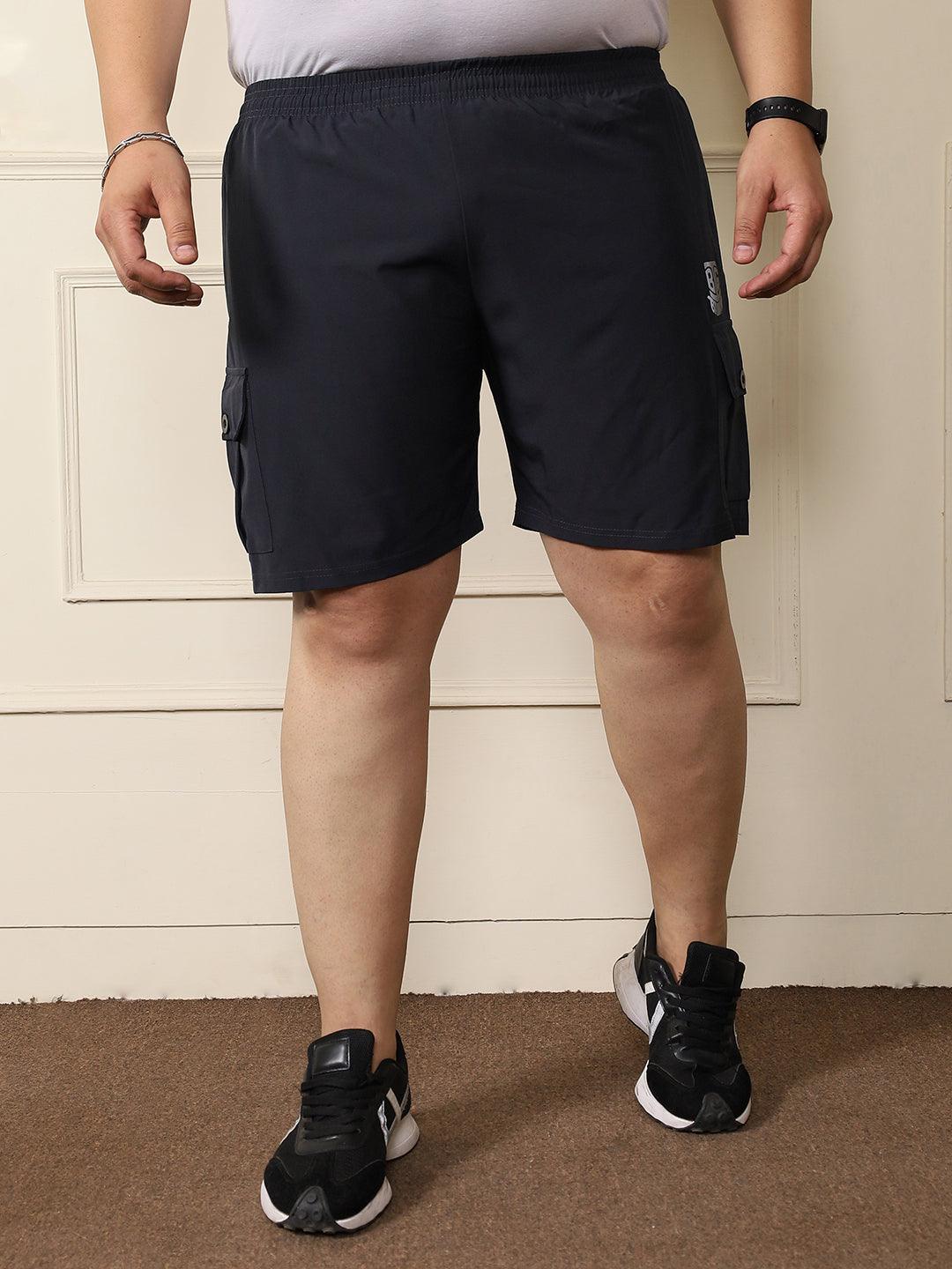 Men Plus Size Rezo-Grey Solid Shorts - bigbanana