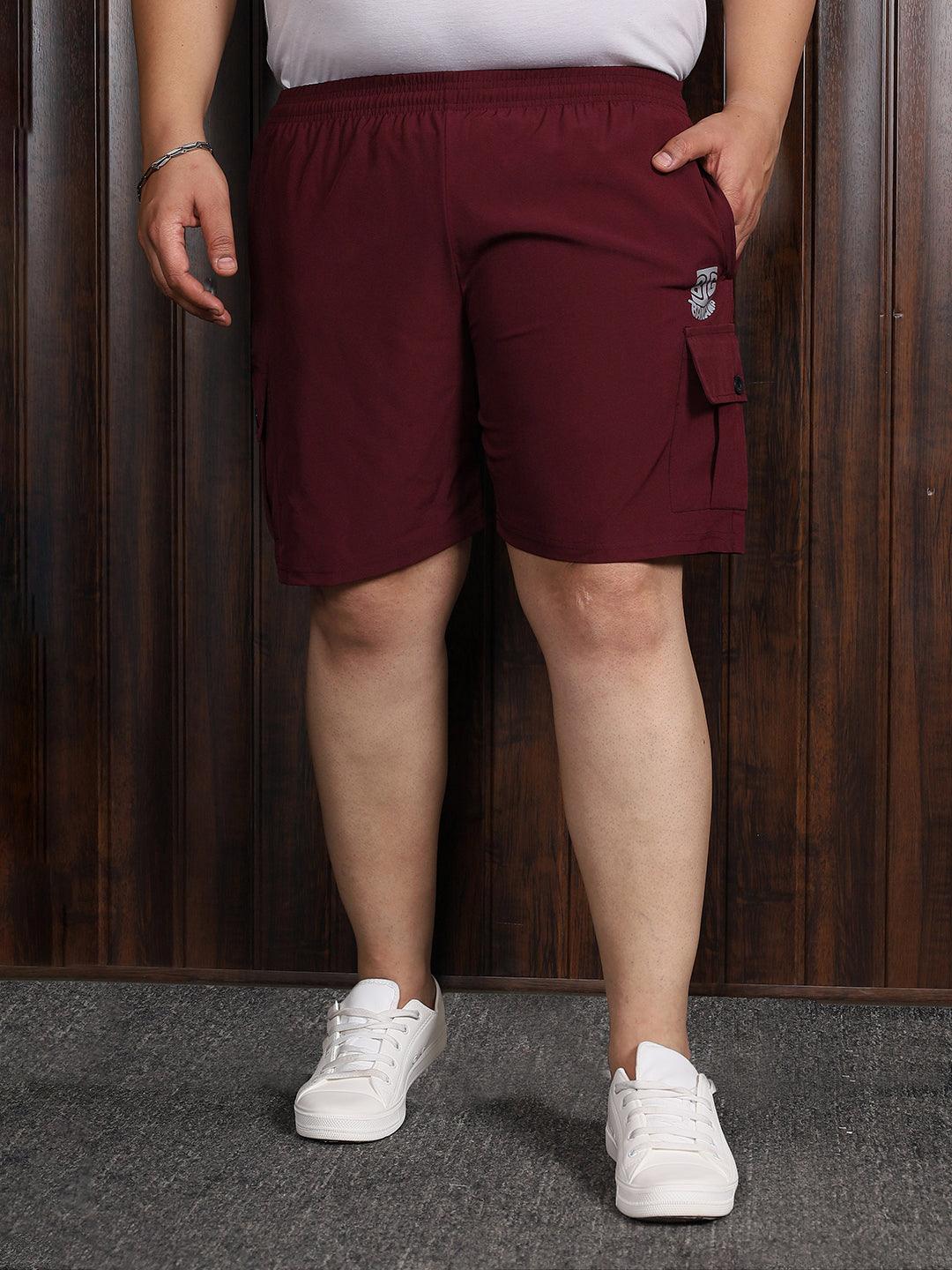 Men Plus Size Rezo-Maroon Solid Shorts - bigbanana