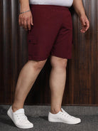 Men Plus Size Rezo-Maroon Solid Shorts - bigbanana