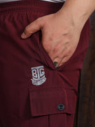 Men Plus Size Rezo-Maroon Solid Shorts - bigbanana