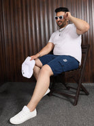 Men Plus Size Rezo-Teal Solid Shorts - bigbanana