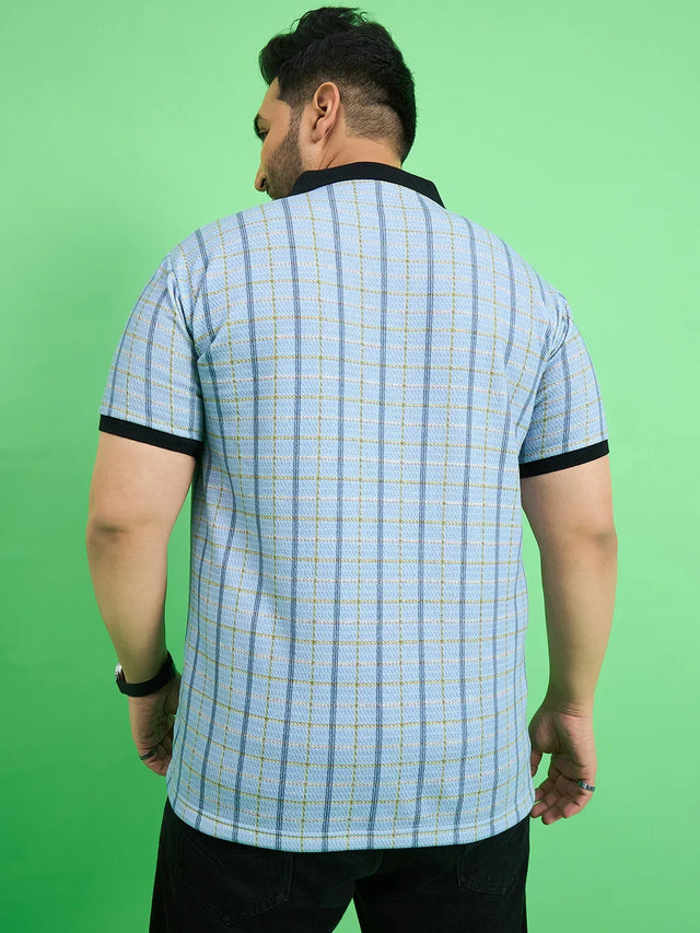 Men Plus Size Rink Stripe Polo Tshirt - bigbanana