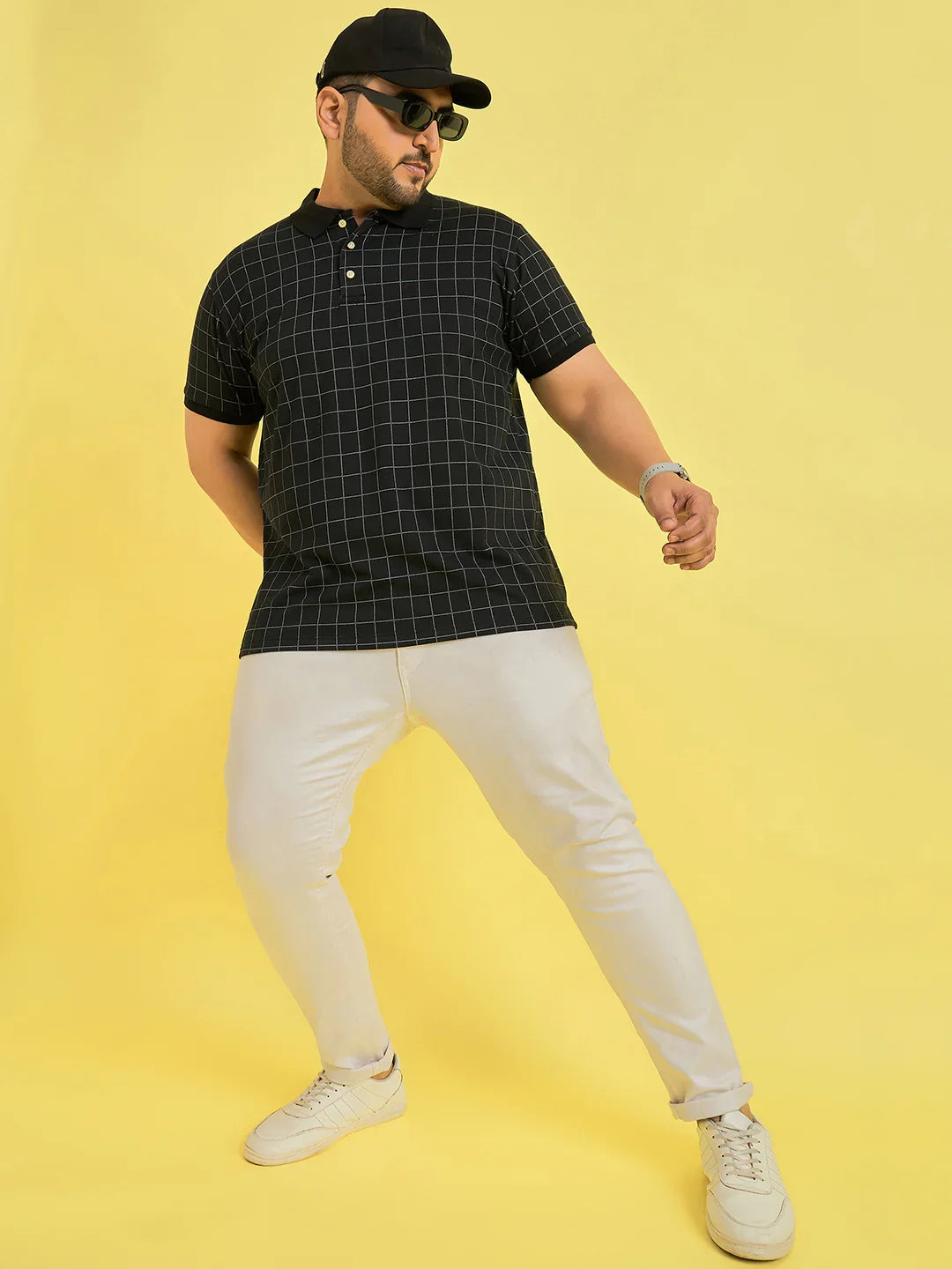 Men Plus Size Rizz Check Polo Tshirt
