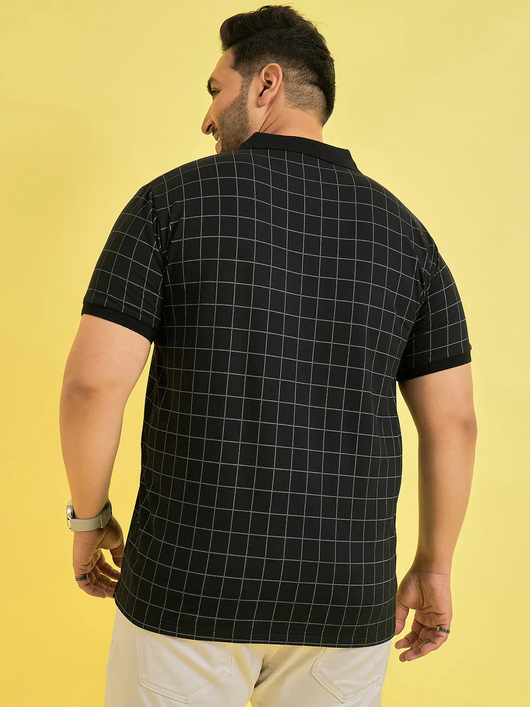 Men Plus Size Rizz Check Polo Tshirt