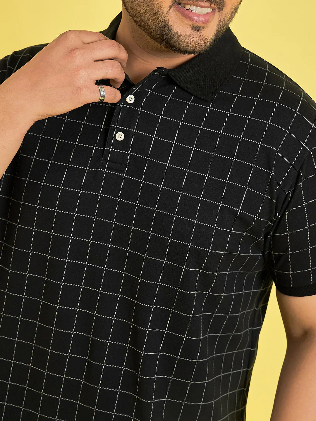 Men Plus Size Rizz Check Polo Tshirt