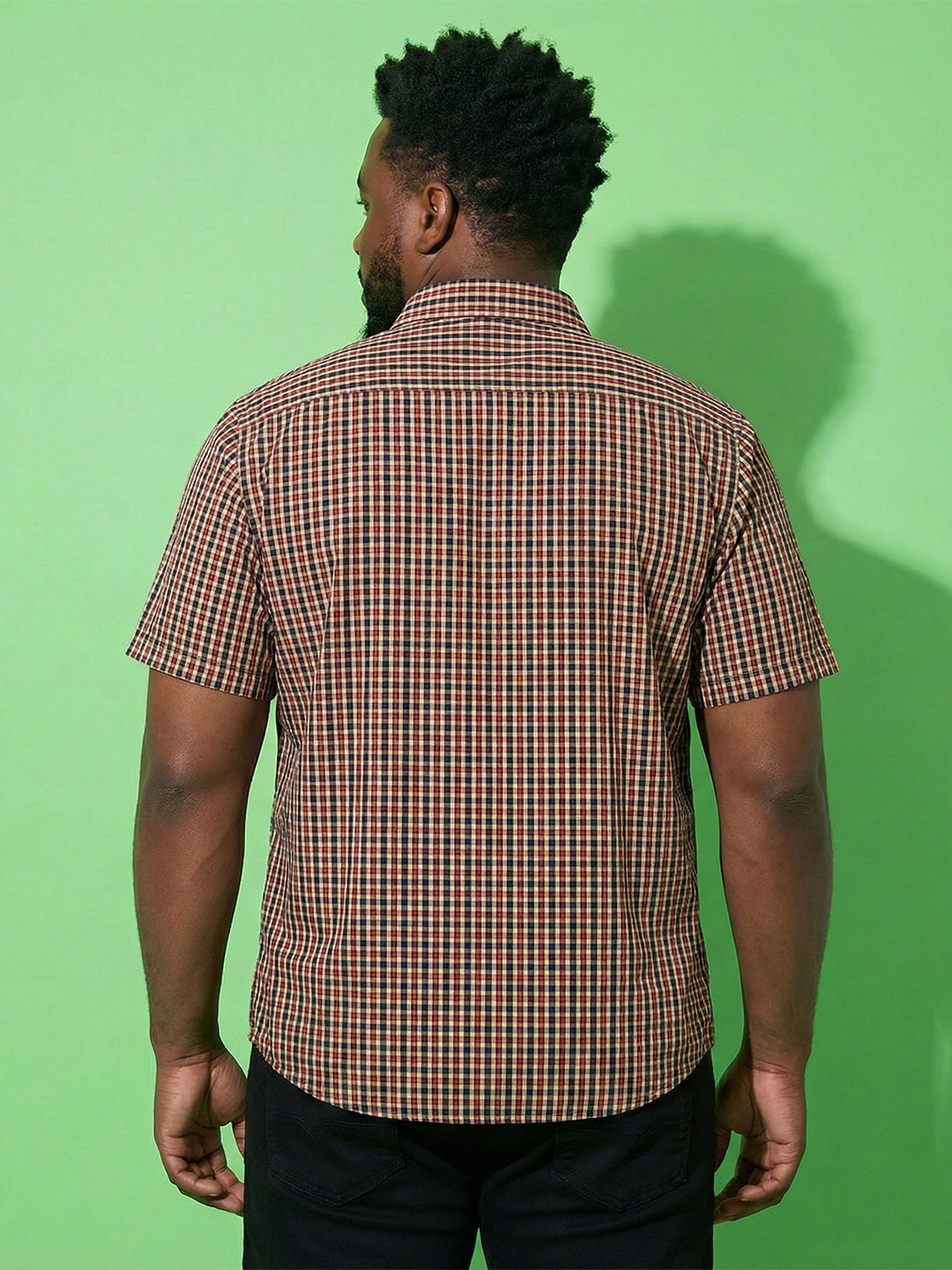 Men Plus Size Roam Multicolor Checkered Casual Shirt