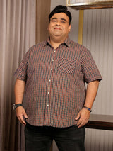 Men Plus Size Roam Multicolor Checkered Casual Shirt