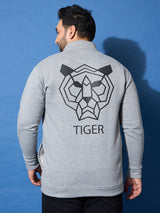Men Plus Size Roar Grey Printed Jacket
