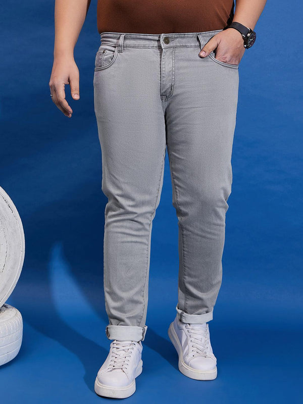 Men Plus Size Robust Solid Jeans