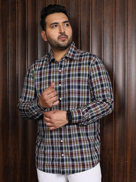 Men Plus Size Roller Checked Shirt - bigbanana