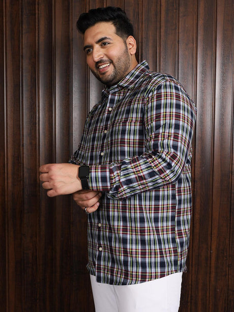 Men Plus Size Roller Checked Shirt - bigbanana
