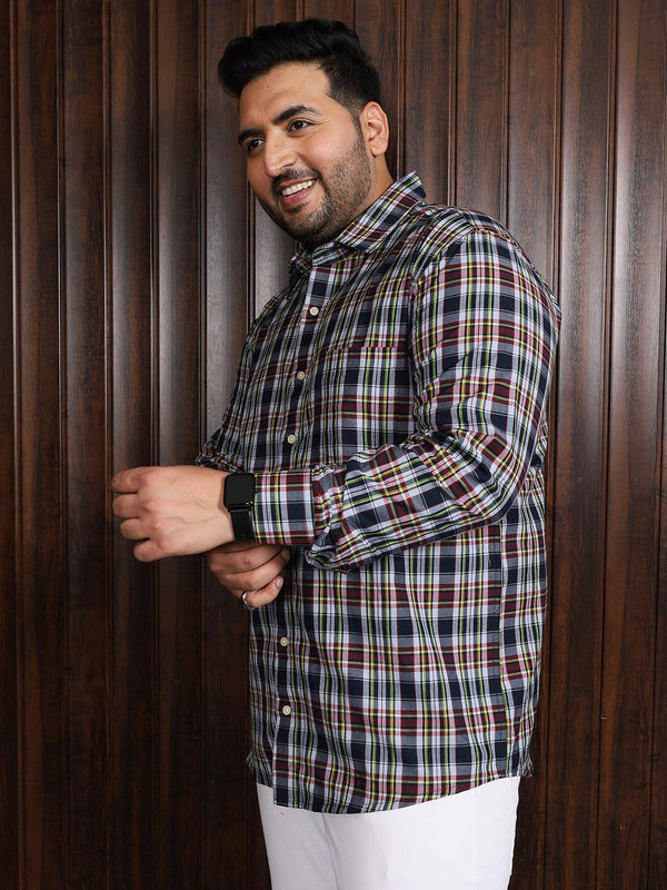 Men Plus Size Roller Checked Shirt