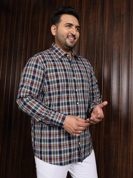 Men Plus Size Roller Checked Shirt - bigbanana