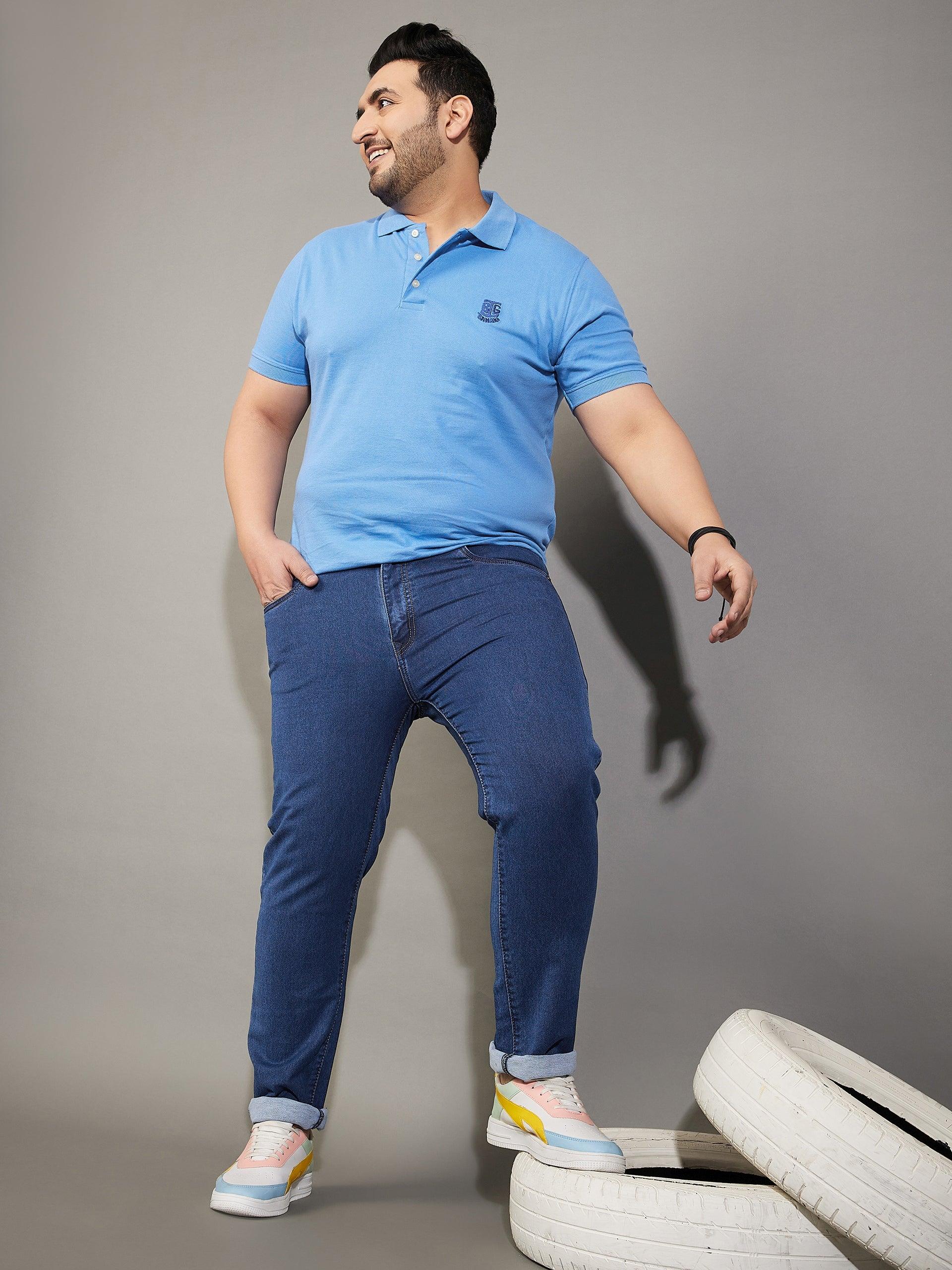 Men Plus Size Ronald Solid Jeans - bigbanana