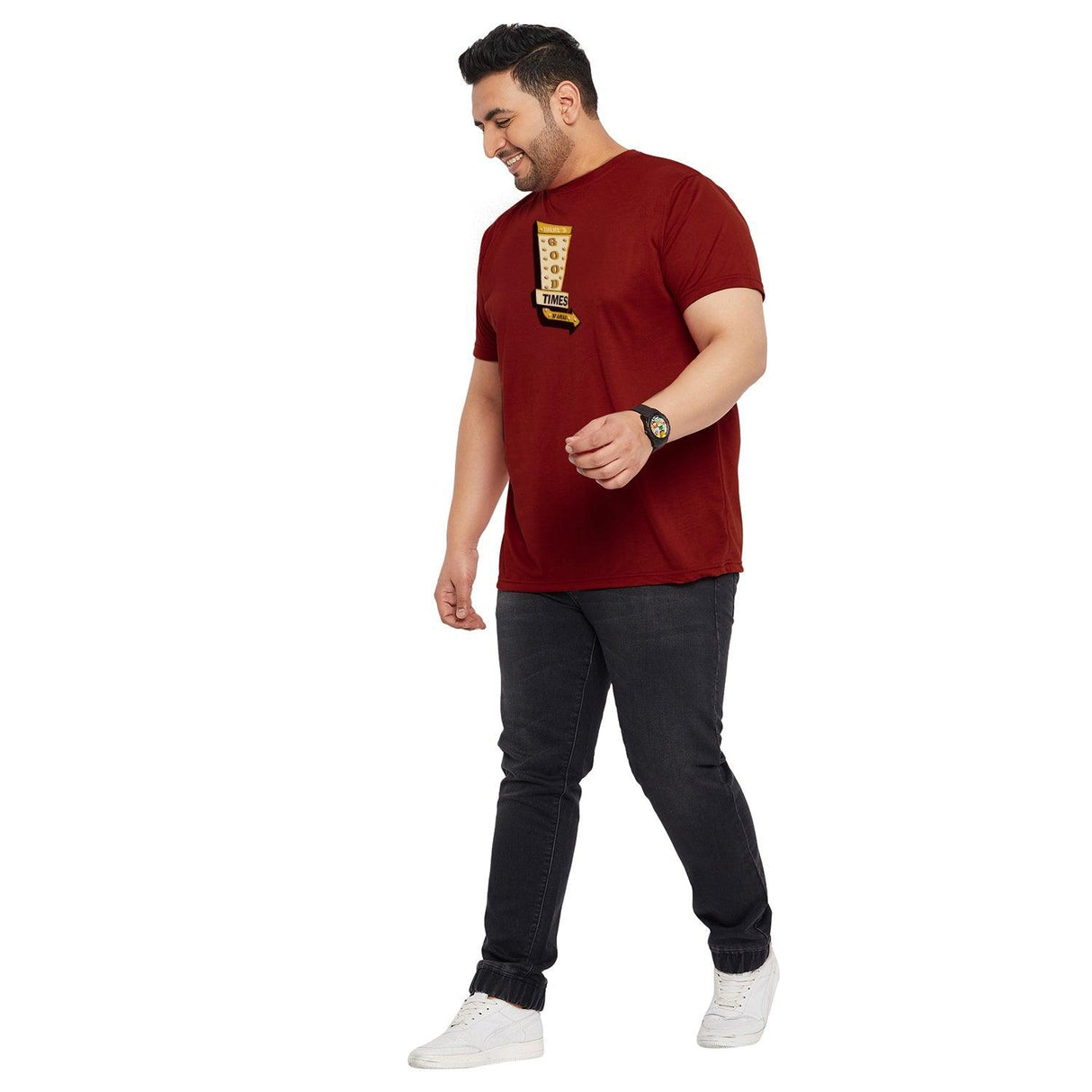 Men Plus Size Rugged Printed Round Neck Tshirt - bigbanana