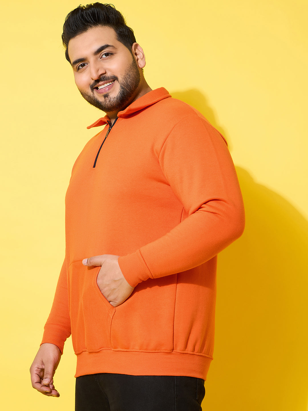 Men Plus Size Rune Orange Solid Sweatshirt
