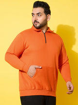 Men Plus Size Rune Orange Solid Sweatshirt