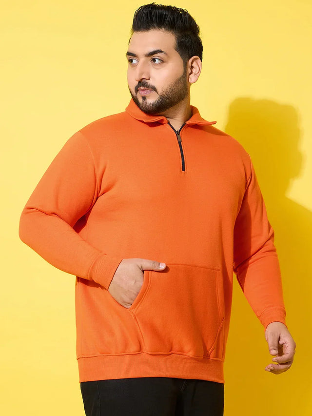 Men Plus Size Rune Orange Solid Sweatshirt