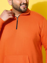 Men Plus Size Rune Orange Solid Sweatshirt