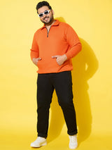 Men Plus Size Rune Orange Solid Sweatshirt