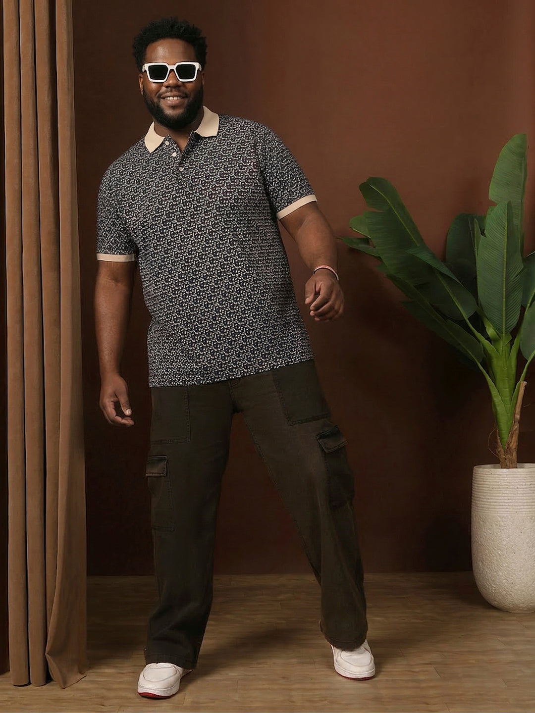 Men Plus Size Rustica Brown Solid Jeans
